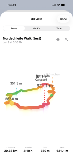 LiveHeight screen