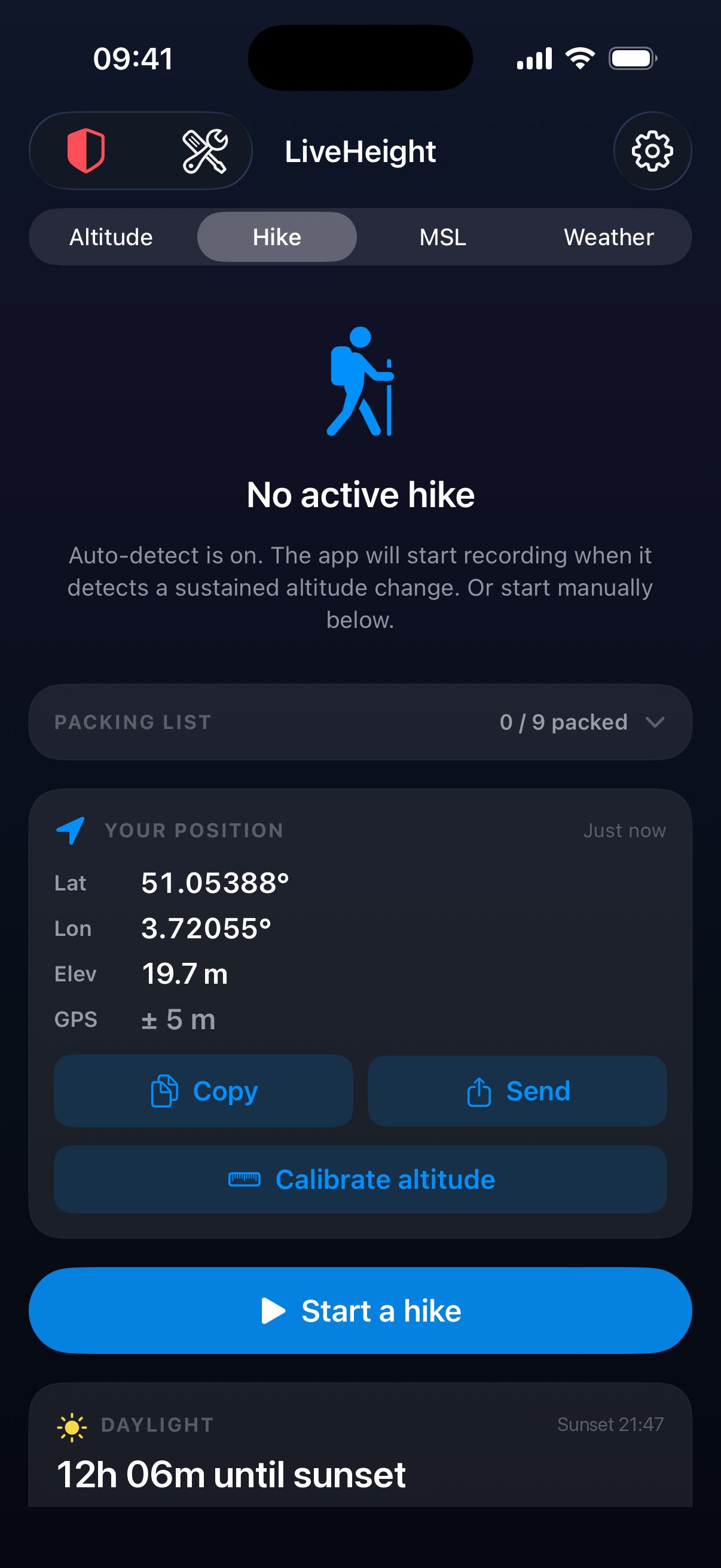 Tracking a hike