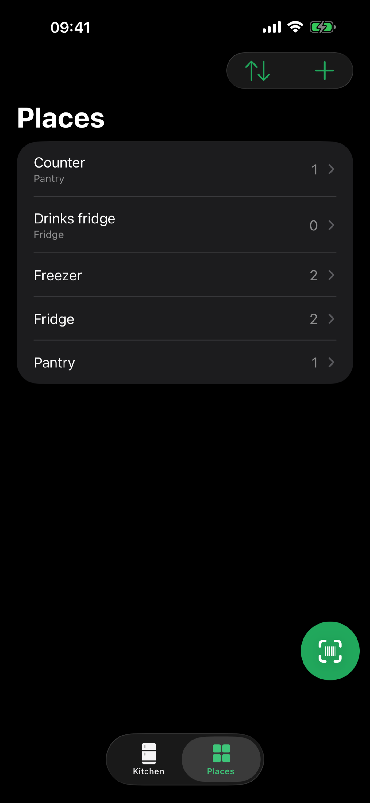 The Places list in Still Good