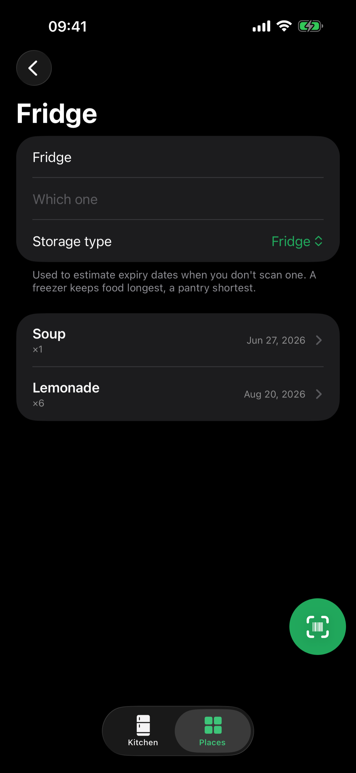 Choosing a storage type for a place