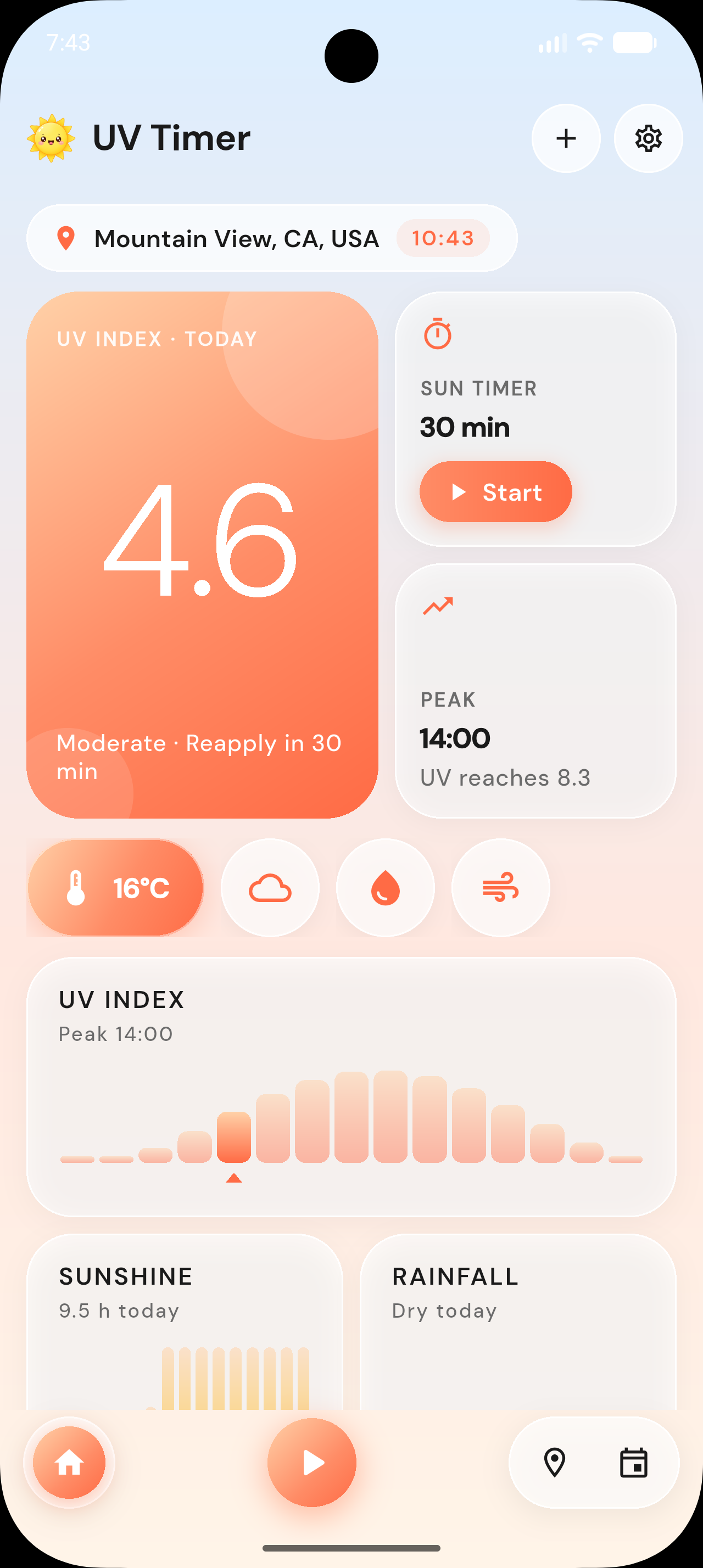 UV Timer screen