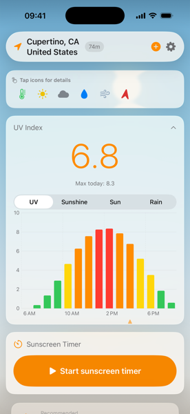UV Timer screen