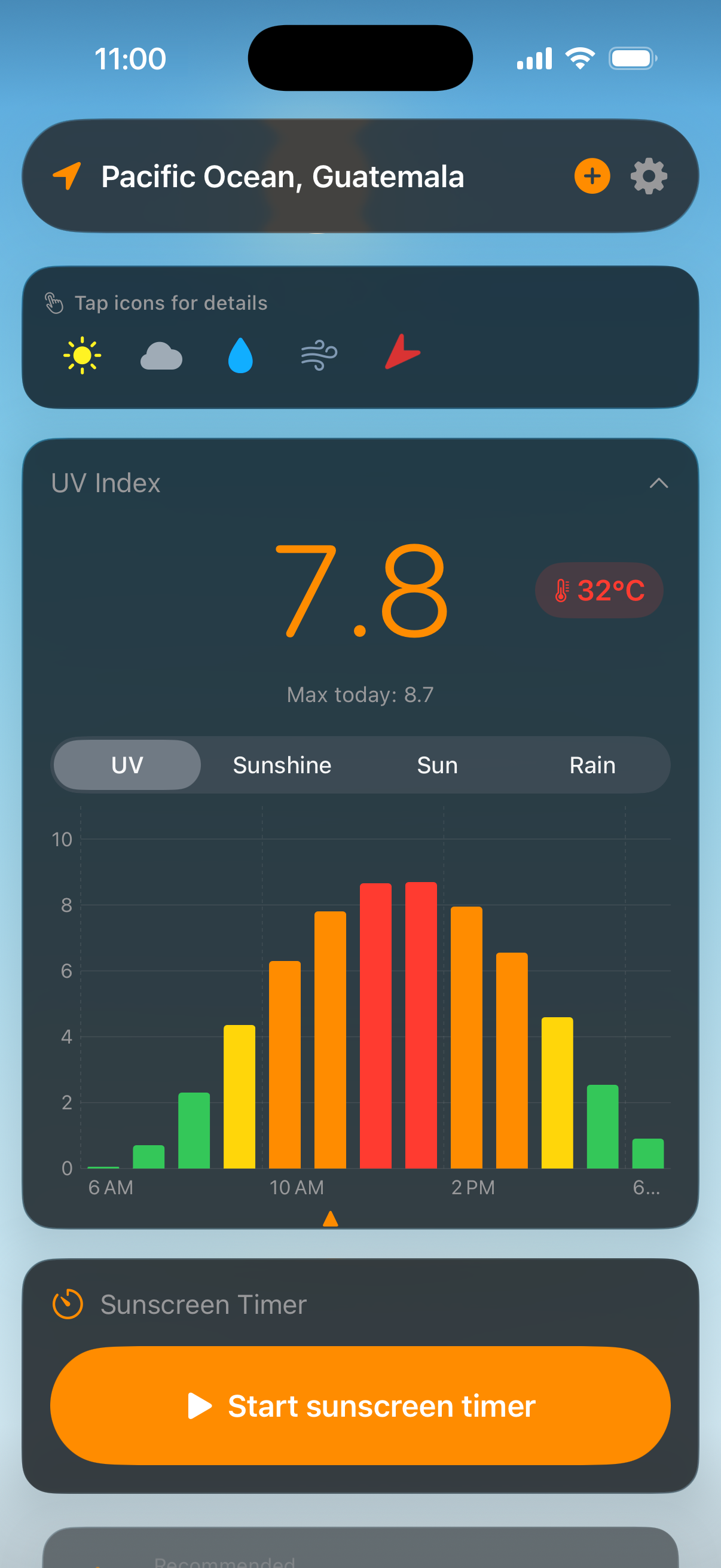UV Timer screen